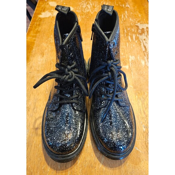 Dr. Martens Black Sparkly Glittery Boots Size 3 New without Tags Combat Boots - Picture 1 of 6